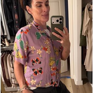 Colorful Butterfly Print Shirt